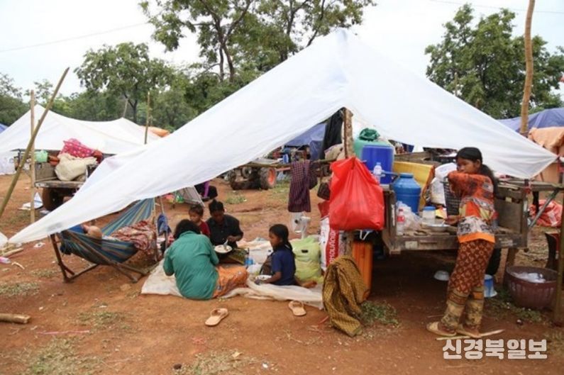 지난 7월 26일 캄보디아 오다르메안체이주의 한 국경 피난민 수용소. (사진/신화통신)