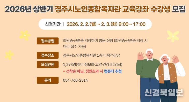 경주시노인종합복지관 2026년 상반기 교육강좌 수강생 모집 안내