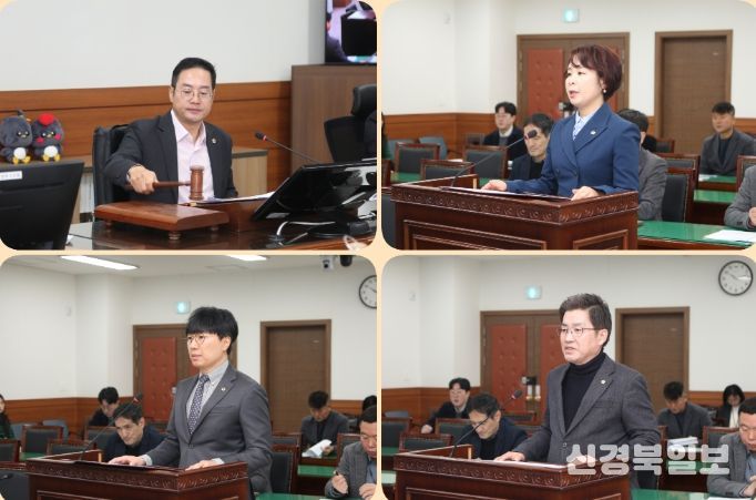 왼쪽부터 시계방향 : 한근수 위원장, 정현미 의원, 김동훈 의원, 원주영 의원